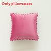Velvet Solid Dutch Color Pillow Cases Pompom Edging Cushion Cover Living Room