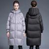 European products popular white duck down winter new knee thickened hooded large size down jacket women's medium and long