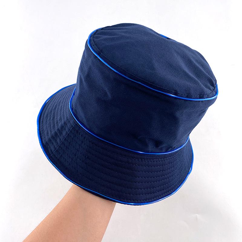Unisex LED Világítós Hímzett Bucket Kalap Logóval és Egyszínű Lapos Tetővel
