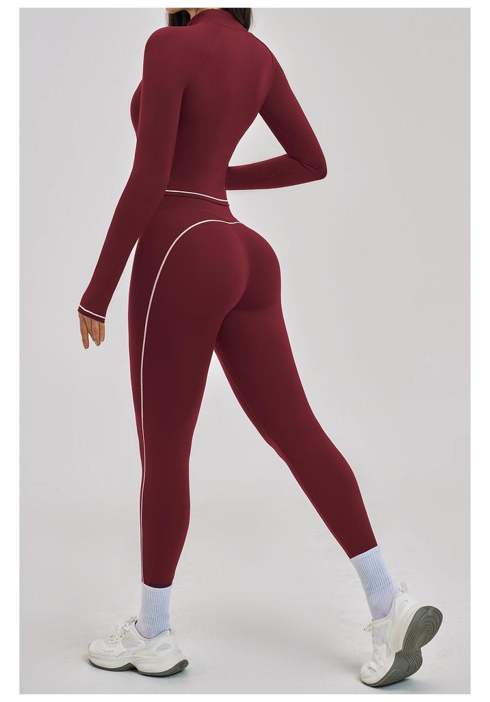 European & American Cross-Color Yoga Set: Nude Feel Zipper Jacket for Outdoor Running & Fitness