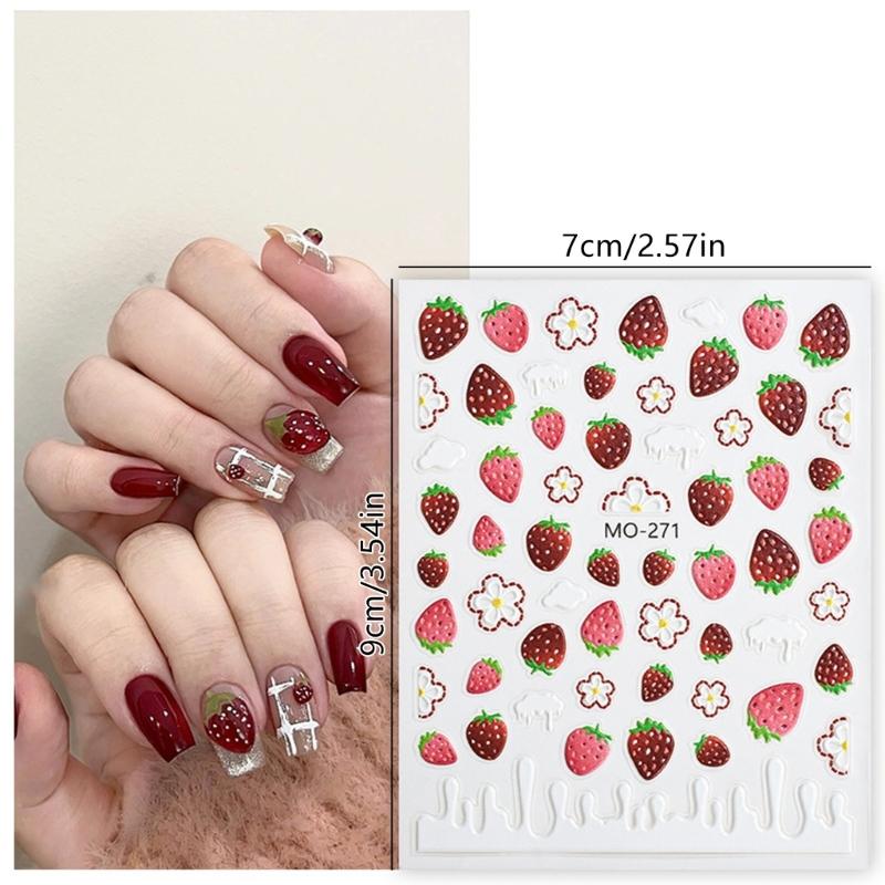 5PCS Summer Nail Art Stickers With Fruit Patterns Durability Non Toxic Nail Decals For Daily Use Or Parties