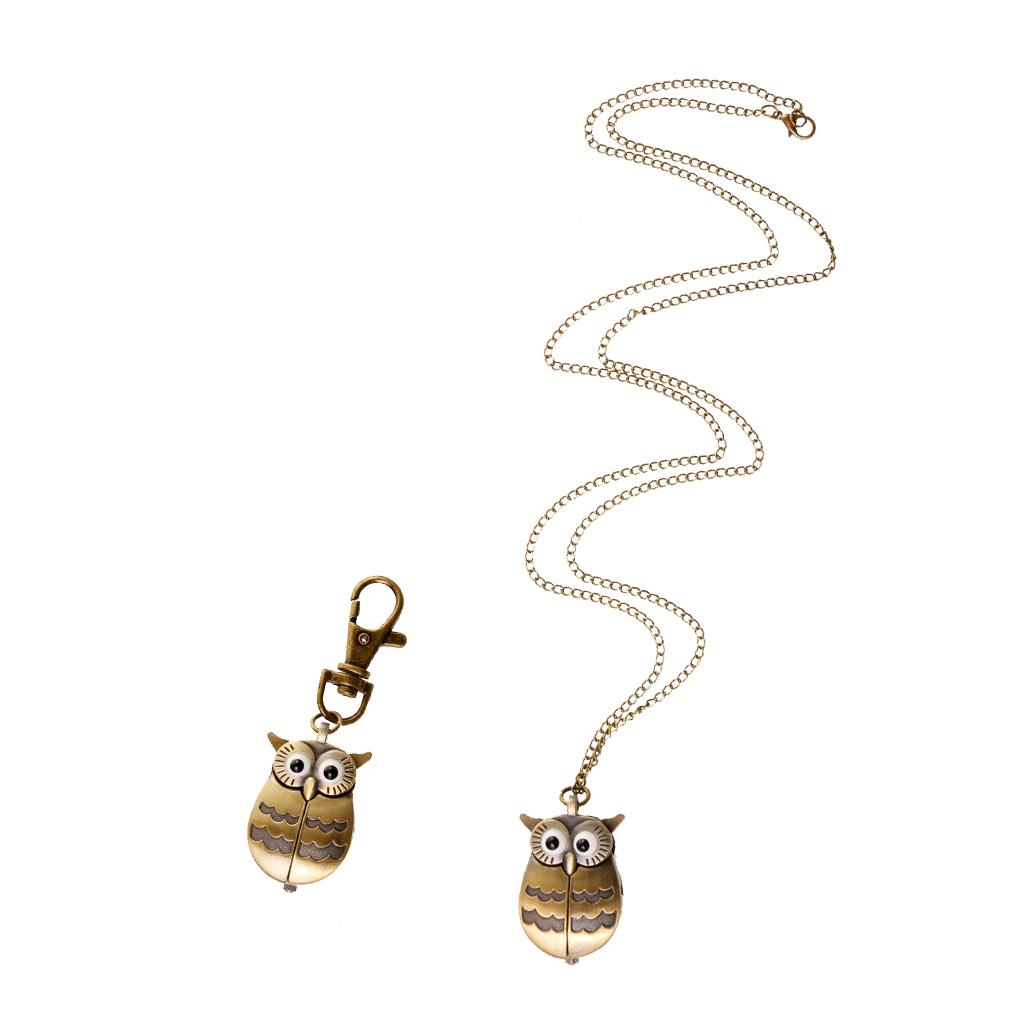 Cartoon Cute Owl Pocket Watch Double Open Electronic