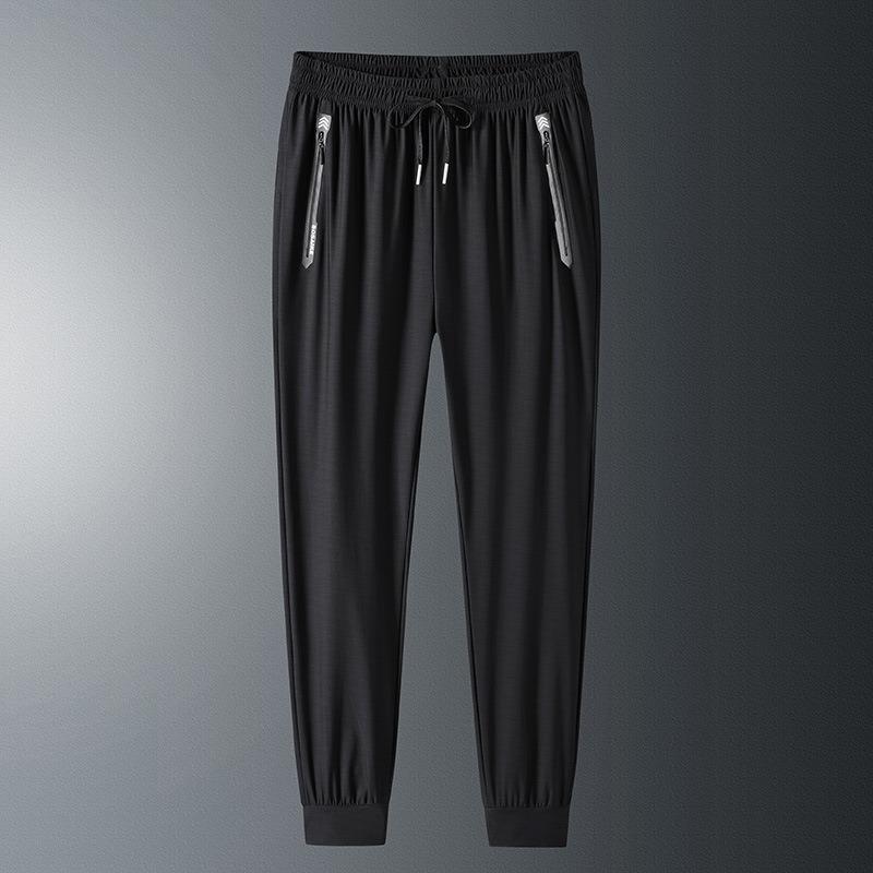 Summer new ice pants men's thin loose tied feet elastic trousers drape breathable casual men's sports pants