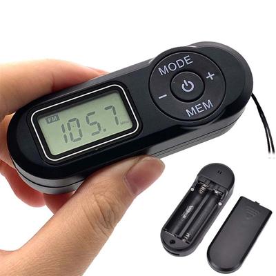 Kapesní FM rádio FM 64-108 MHz přenosný sportovní radiopřijímač s LCD displejem 3,5 mm sluchátka na krk