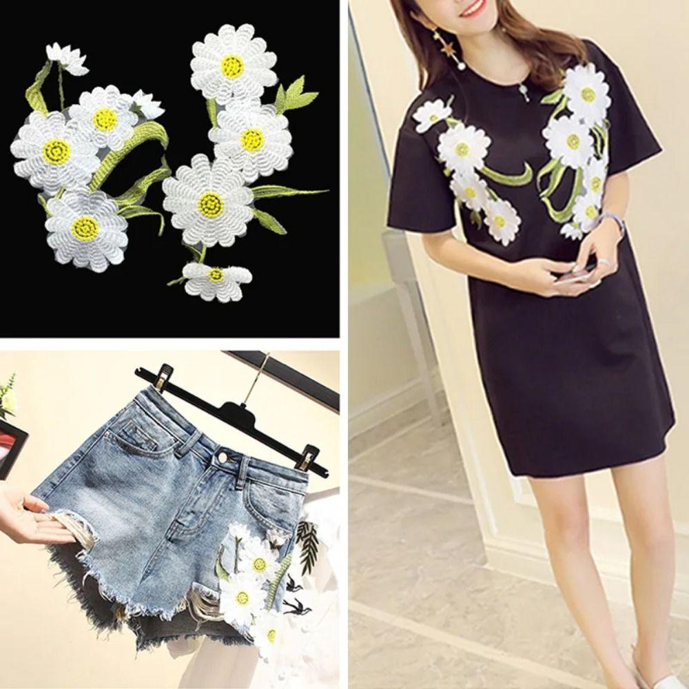 Daisy Clothing Applique Exquisite Clothes Patches Flower Embroidered Patches  Sewing