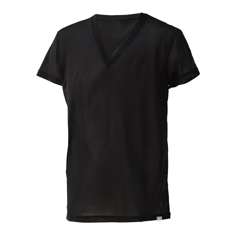 Mizuno Inner Calair Short Sleeve Dry Sweat Quick Highly Black Shirt, Underwear, Lightweight, Cool, V-Neck, Shirt, Aeroflow, Absorbent, Drying,