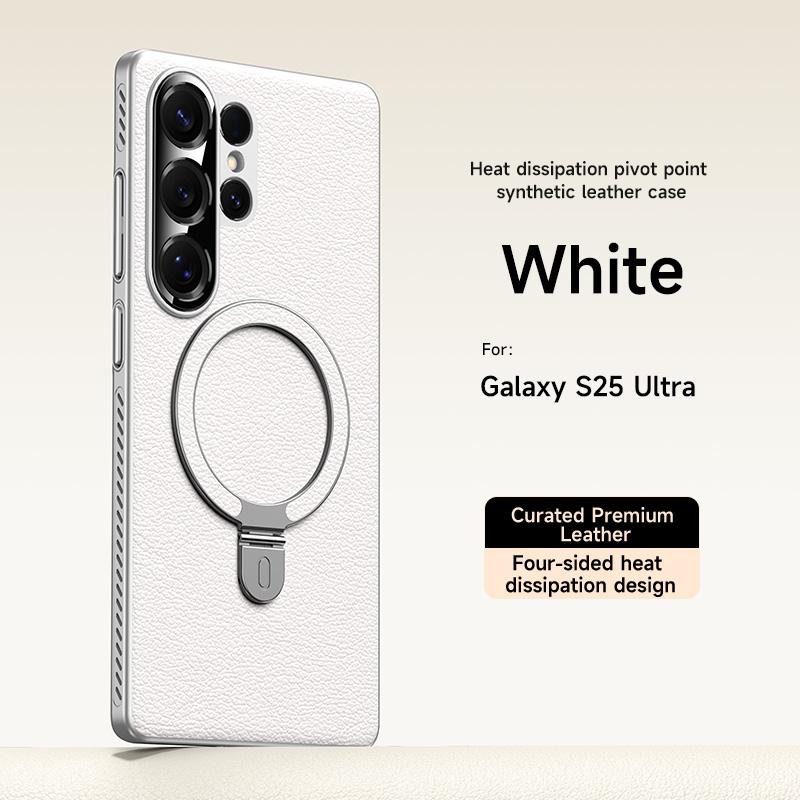 Case For SamSung S25 Ultra PU Leather Magnetic Ring Holder Shockproof Wireless Charging Case For S25Ultra S24Ultra Bracket Bumper Shell