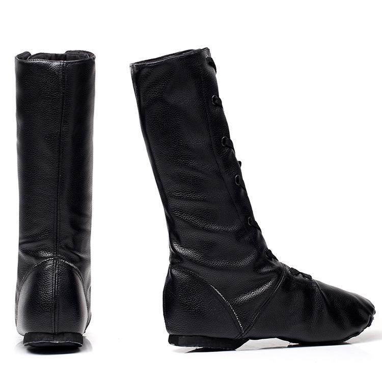 Zapatos de Jazz Suela Blanda PU para Niños y Adultos - Zapatos de Ballet de Cuero Negros para Niñas
