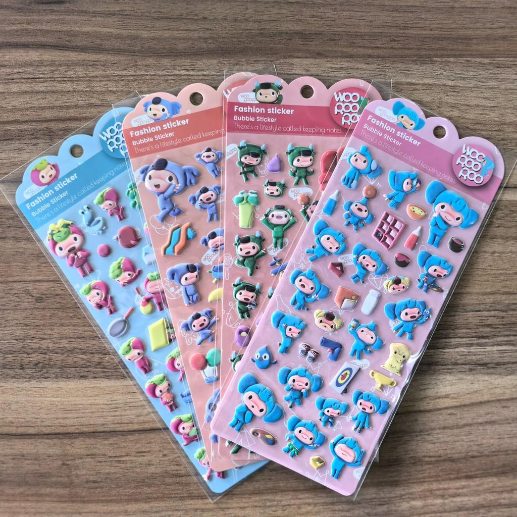4 Sheets Woo Hoo Roo Roo Fashion Bubble Stickers - Cute Cartoon Character Decals For Kids' Crafts, Journals  Animeworlds Store