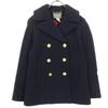 Long Sleeve Gold Button Pea Coat Black Women Used