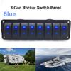8 Gang Marine Boat Rocker Switch Panel, 12V 24V Waterproof RV LED Switch Panel for Car Truck Marine Boat, On Off Toggle