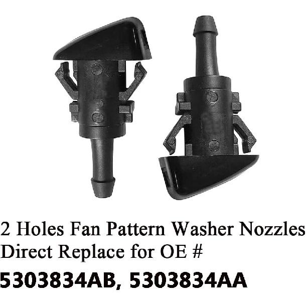 5303834AB Patriot Premium Wiper Washer Nozzles Fit for 2008-2017 Jeep Patriot MK74 Windshield Washer Fluid Jet Nozzle | Easy to tall | 2 Pack, Ref