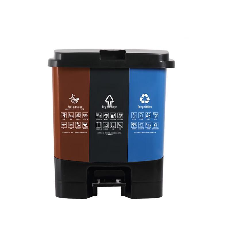 Triple Compartment Outdoor & Indoor Pedal Waste Bins (60L Each)