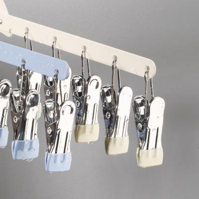 Windproof Folding Clothes Drying Rack 10 Clips Portable Clothes Drying Hanger Non-Slip Rustproof Underwear Socks Holder