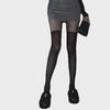 Black Spliced Stockings: Bare Leg, Sexy Romper, Over-the-Knee Fishnet for Women