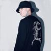 EIGHTVOLUME [Fleece-Lined] Ev E Emblem Paisley Terry Oversized Sweatshirt (Black)