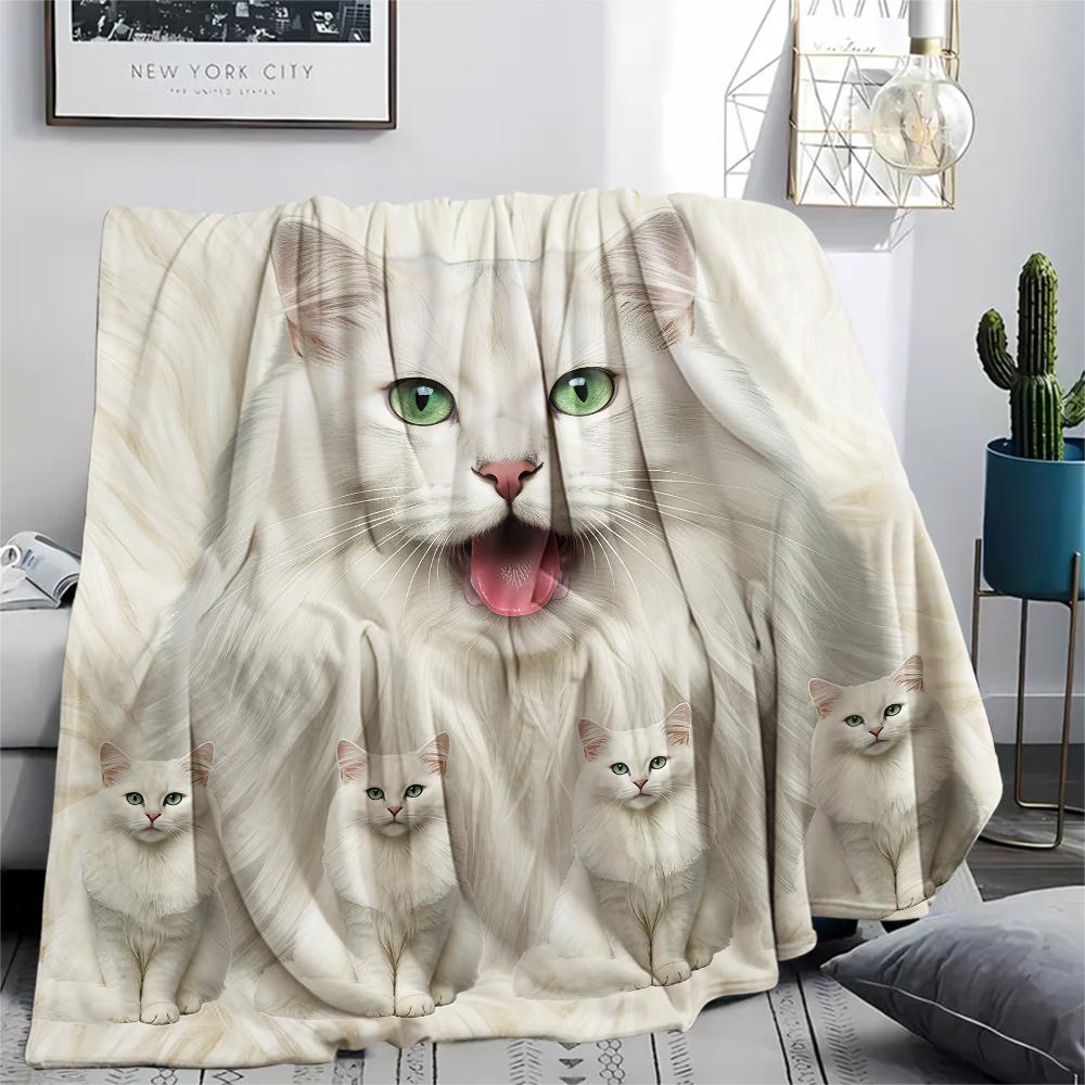 1Pc Lion Cat Himalayan Print Flannel Blanket, High quality Comfortable for All Seasons, Home Decor, Warmth and Comfort, Perfect for Gifts