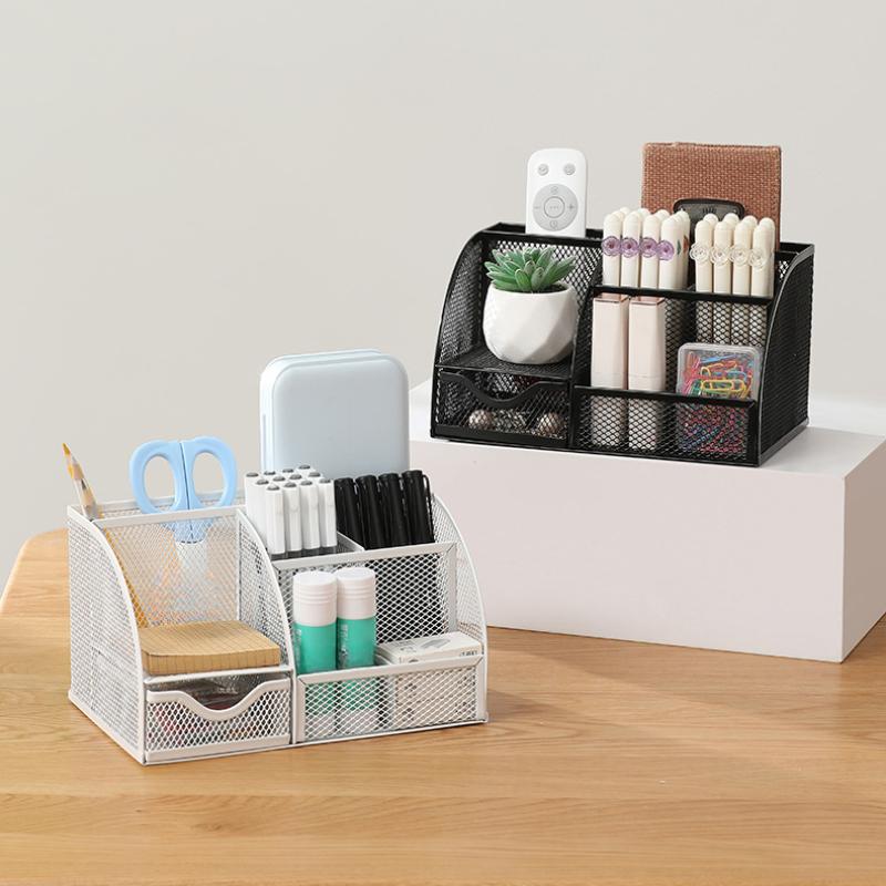 7 Gözlü Masa Kırtasiye Düzenleyici Yaratıcı Metal Kalemlik Kurşun Kalem Dosya Saklama Rafı Saklama Kutusu Bölmeli Kap Office Erişimi