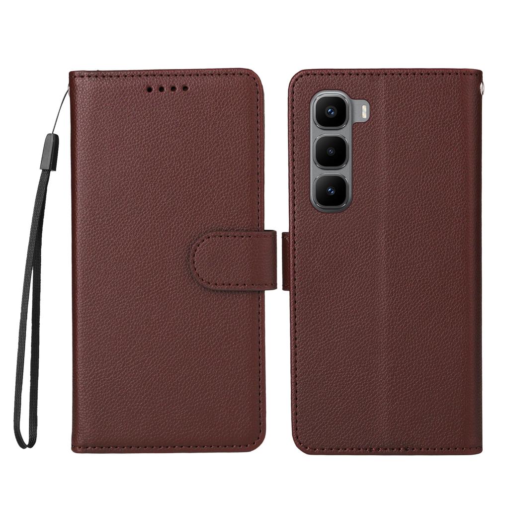 For Infinix Hot 60 Pro+ 4G Case RFID Blocking 3 Card Slots PU Leather Phone Cover with Wrist Strap