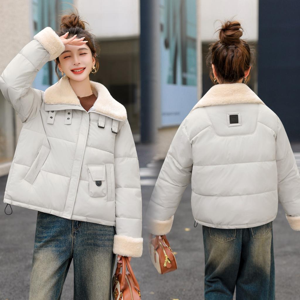 Lapel lamb down cotton clothes women's short winter new casual cotton-padded coat