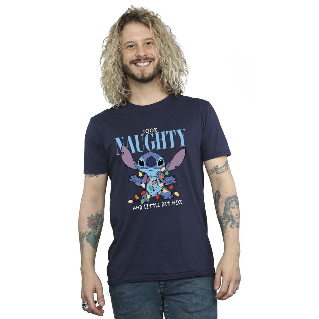 Disney Mens Lilo & Stitch Naughty & Nice T-Shirt