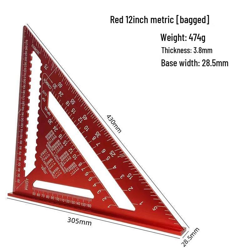 7-inch Aluminum Alloy Metric Imperial Woodworking Triangle Corner Ruler