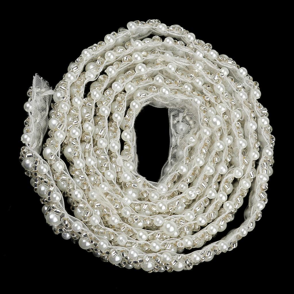 1 Yard Beaded Lace Trims Sewing Applique Ribbon Embellishments