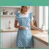 Apron Twill Cotton Polka With Dot Ruffle Straps Waterresistant Kitchen Apron For Cooking Baking Breathable Large Front Pocket Home Apron