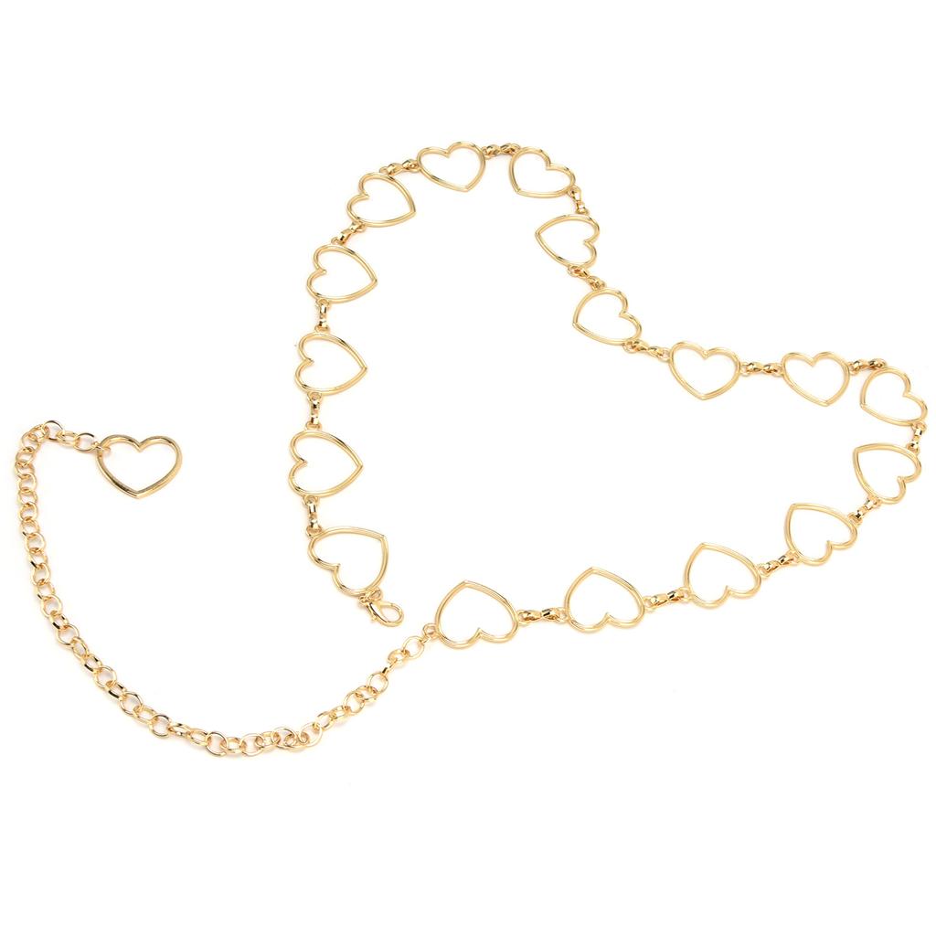 Waist Chain Belt Metal Shiny Rhinestones Golden Love No Allergies All Match Gold Chain Belt for Shorts Suits Shirts