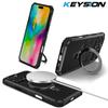 KEYSION Shockproof Armor Case for MagSafe for iPhone 16 Pro Max Soft Silicone+PC Ring Stand Phone Back Cover for iPhone 16 Plus