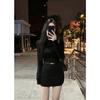 Elegant Slim-Fit Long-Sleeve Dress for Women - Autumn Half-High Neck, Waist-Cinched, Hip-Hugging Mini Skirt.