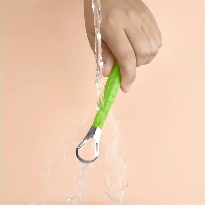 1Pc Stainless Steel Tongue Scraper Cleaner for Fresh Breath Oral Hygiene Coated Tongue Toothbrush Care Tool