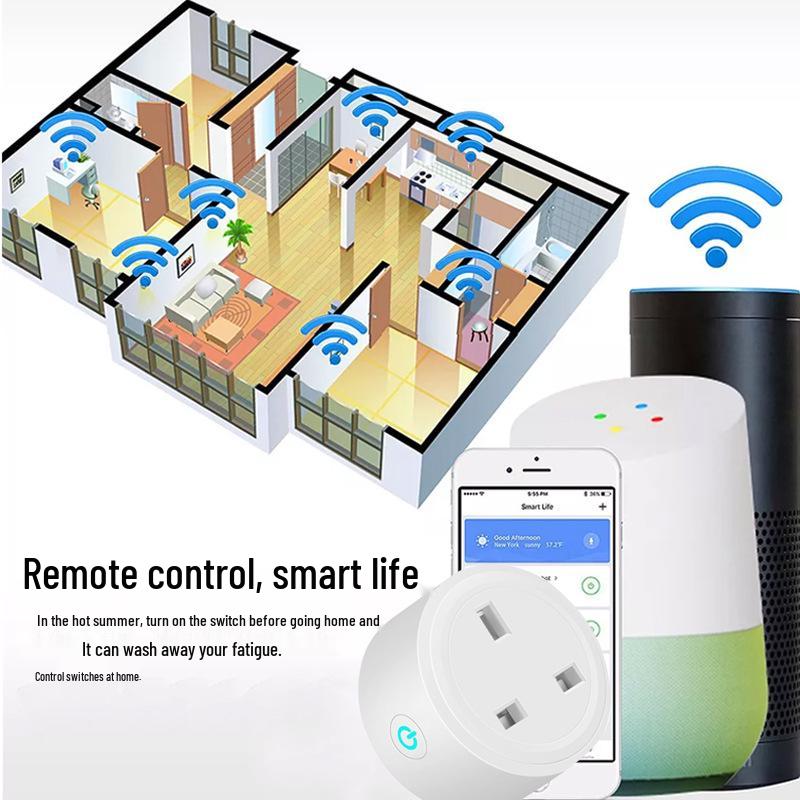 UK Standard WiFi Smart Socket - Alexa Compatible, Mobile Timer, 20A Remote Control for Smart Homes