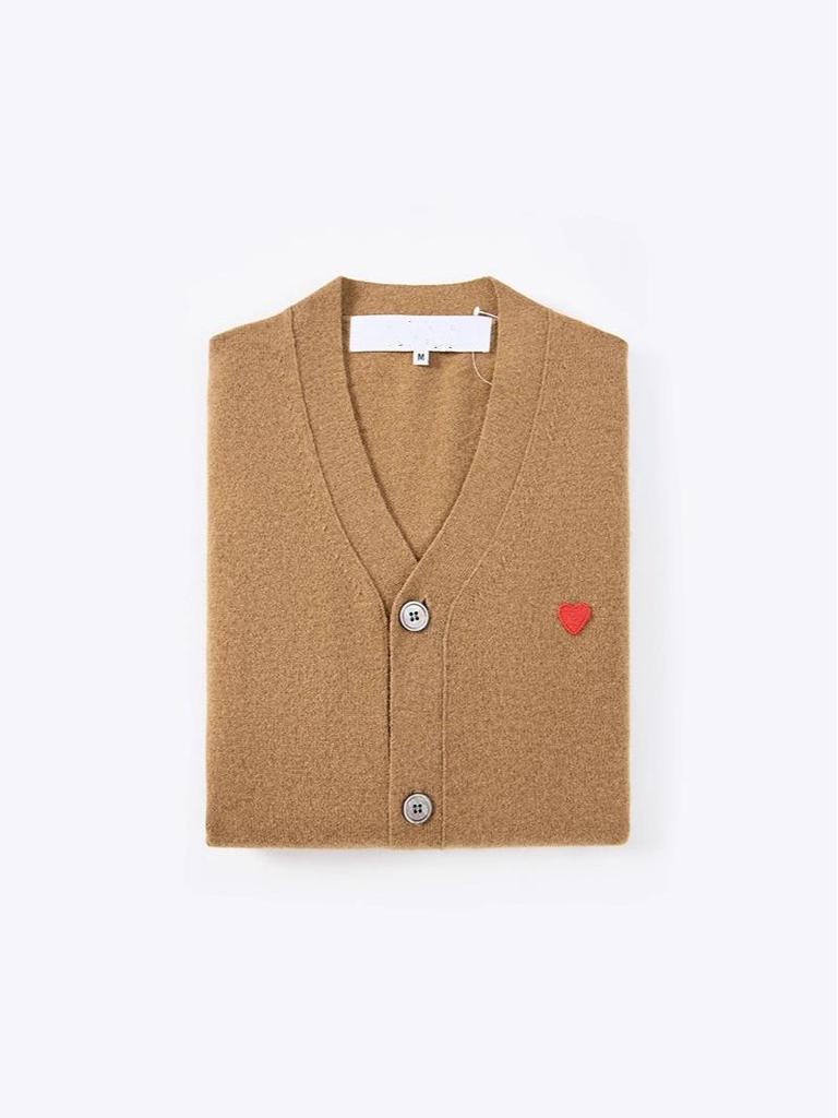 Unisex V-Neck Heart Kawakubo Wool Cardigan Sweater