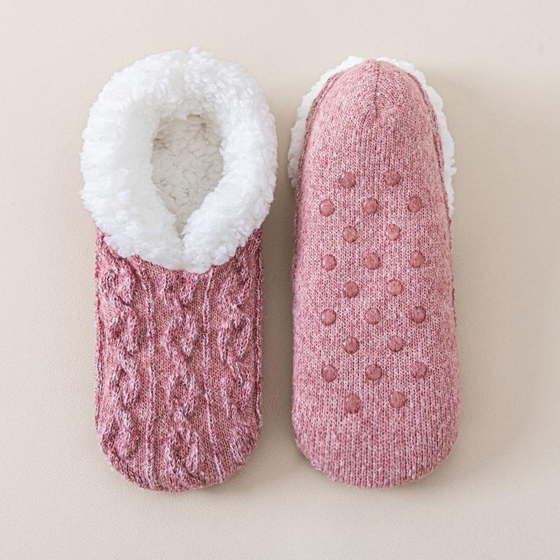 Winter and Autumn Lamb Fleece Floor Socks for Women - Thickened and Insulated for Warmth and Comfort - Glued Anti-Slip Warm Feet Sock Pouch