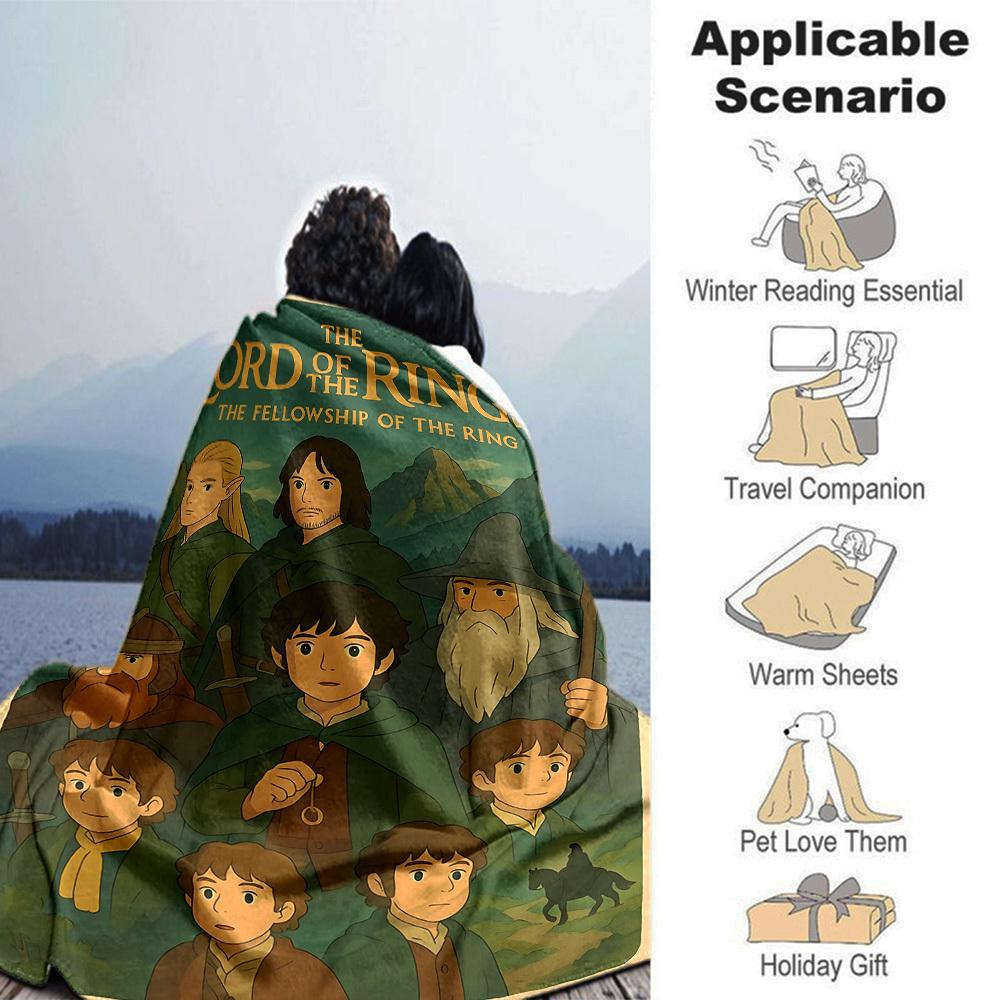 1pc Lord of the Rings Fellowship of the Ring Flannel Blanket - Soft Warm Throw for Home, Office, TravelL1364