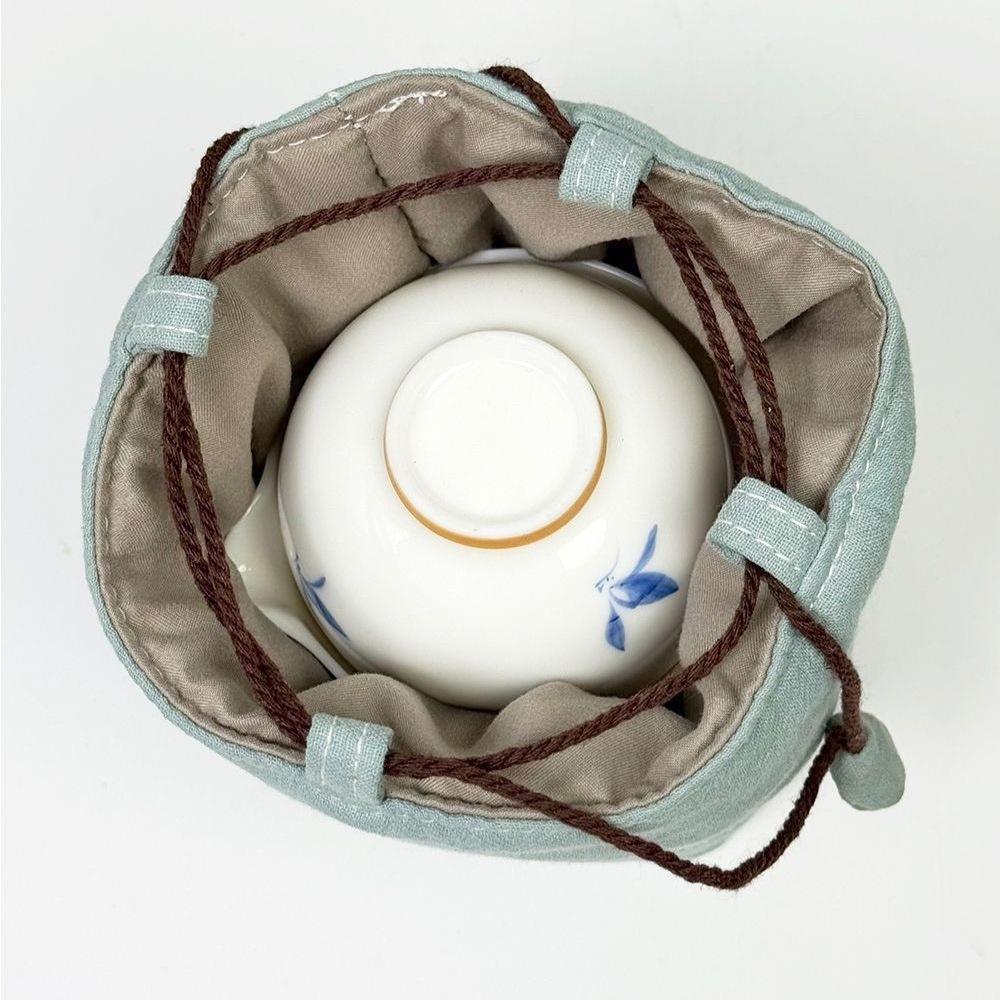 New Chinese Style Cotton Linen Tea Tasting Cup Bag - Thickened for Storage