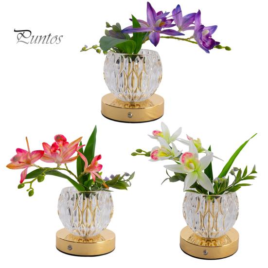 Berührungssteuerung Nachttischlampe Blume Tischlampe, 3 Farben Orchidee Nachtlicht, Wiederaufladbar Kabellos Dimmbar Künstlich Kreativ DIY Florale Leuchte LED mit