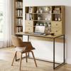 Computer Desk, 4 Drawers, 105 x 60 cm, Open Shelves, Natural Wood