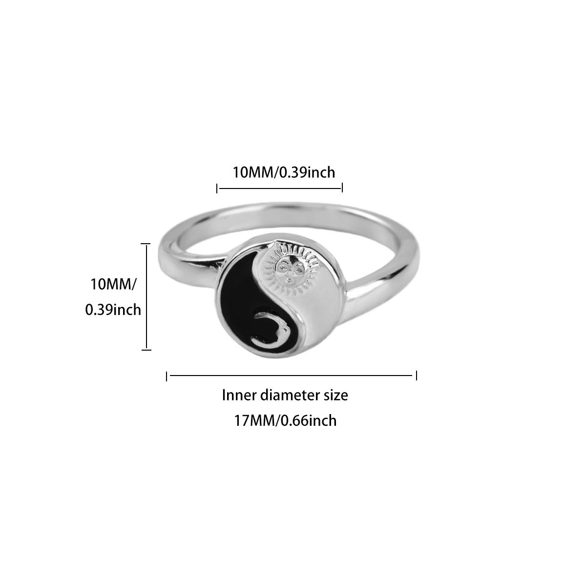 

Vintage Star Moon Yinyang Size 7&8 Stainless Steel Rings Women Gold Color Anti Fading Ring Wedding Jewelry Vacation Accessories Adjustable