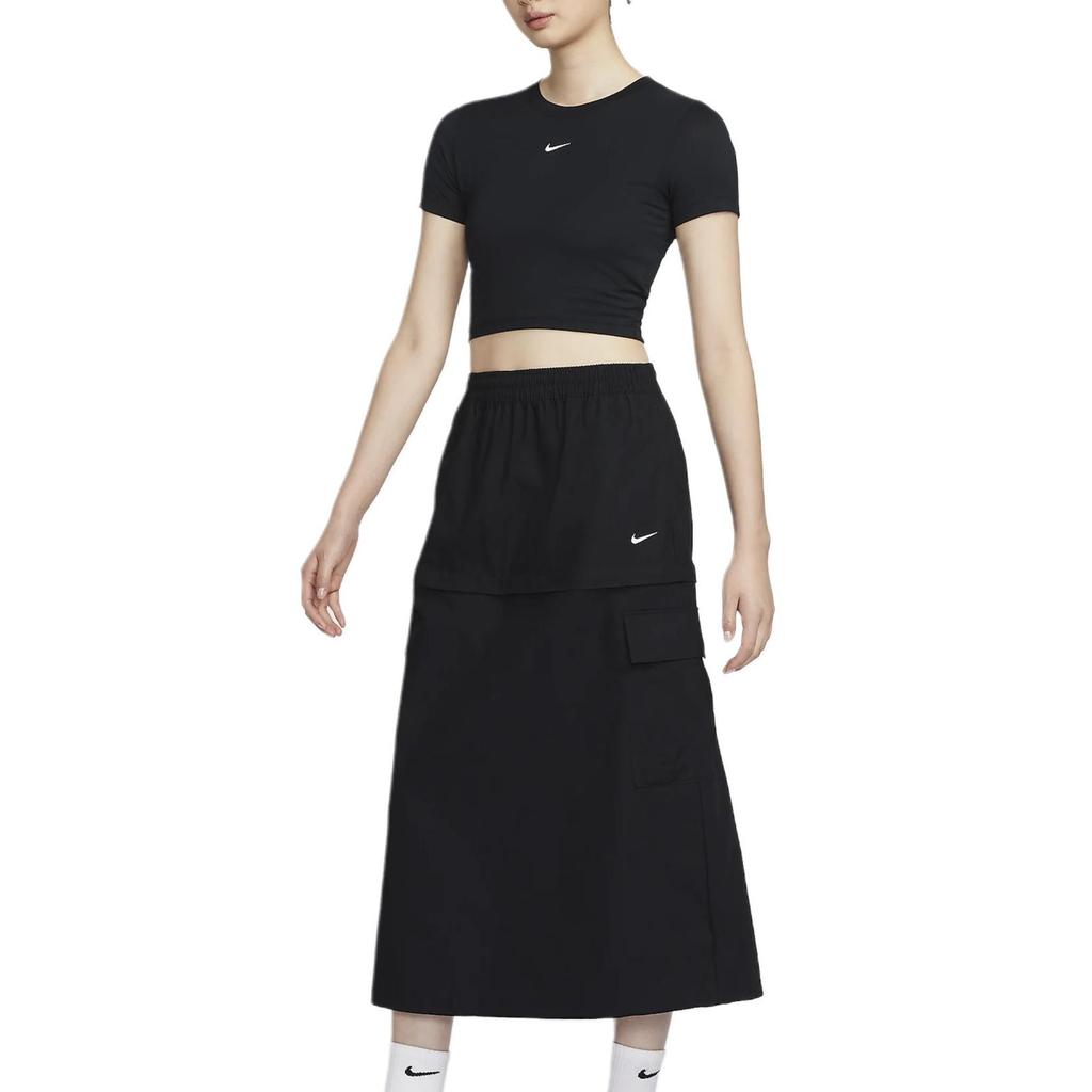 (WMNS) Nike Sportswear Essential Mid-Rise Woven Cargo Midi Skirt Asia Sizing 'Black' Women's FV7504-010