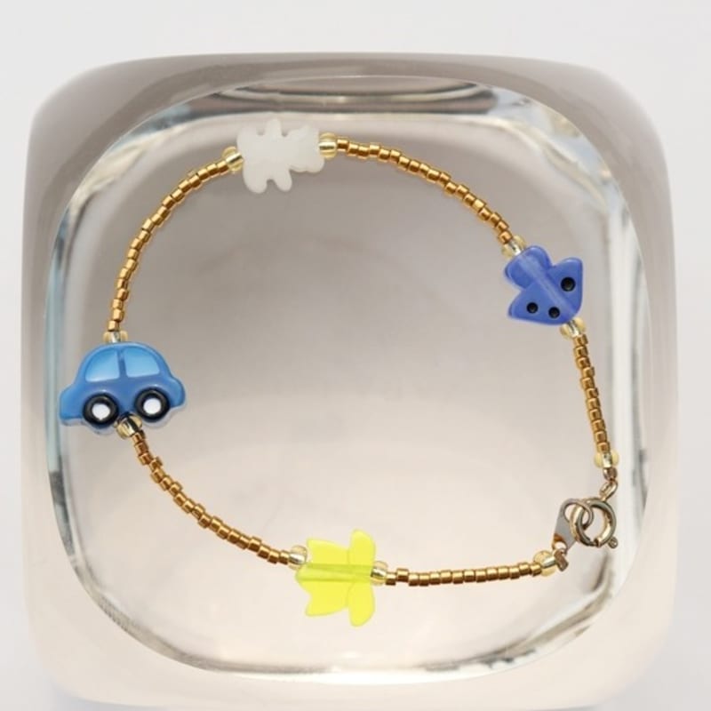 BONBEAU Unique and fun charms gold beads Bracelet Color motif charm gold bead bracelet (band type, ring type)