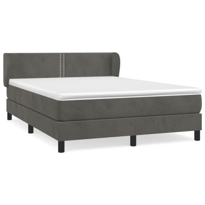 3127428 vidaXL Divan Bed and Mattress Dark Grey 140x190cm Velvet