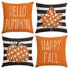 4Pcs Thanksgiving Pillow Cover, Autumn Maple Leaf Pillow Cover, Bow Shaped Pumpkin Cushion Cover, Farmhouse Decoration