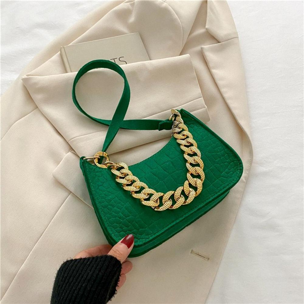 Fashi Felt Cloth Pattern Shoulder Bags For Women Small Handle Underarm Bag Clutch Luxury Solid Color Female Handbag With Purse