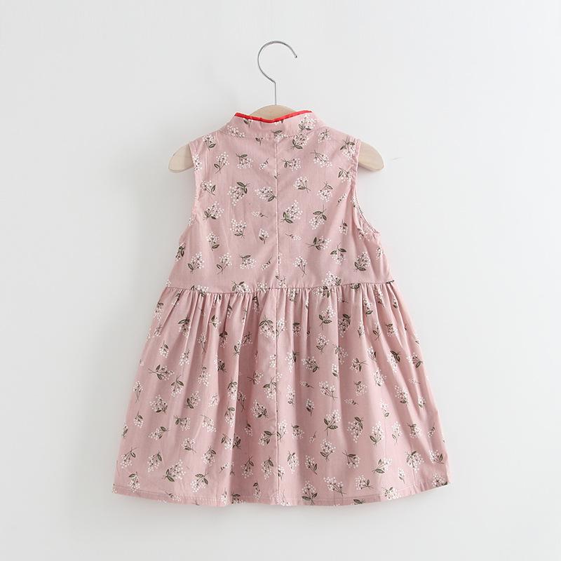 Kids Girls Chinese Style Cute Flower Print Dress Vintage Cheongsam Dresses Qipao Baby Clothes