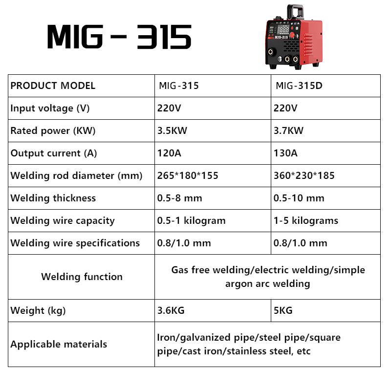 Naishunjia MIG-315 Gasless Welder: Manual, TIG, and Three-in-One Electric Welding.