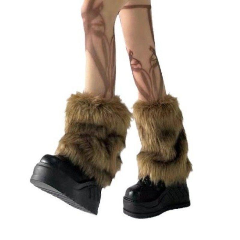 Couvre-bottes en fausse fourrure, couvre-chaussettes courts, couvre-jambes en peluche d'automne et d'hiver, couvre-chaussures longs polyvalents en fourrure de renard, couvre-jambes