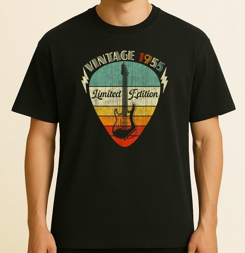 Vintage 1955 Retro 70th Birthday Gifts 70 Years Old Guitar Unisex T-Shirt XL