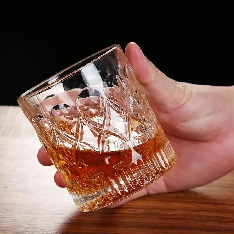 360ml Retro Wine Cup Wholesale Solid Color Relief Cup Drinkware Whiskey Glass Bar Classical Cocktail Crystal Glass Beer Cup